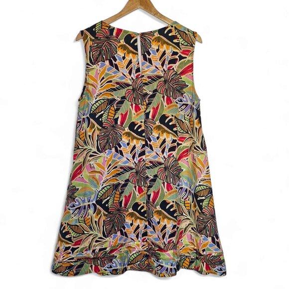 C&C California Linen Dress Size M Tropical Floral Sleeveless Multicolor Pockets - Picture 3 of 13